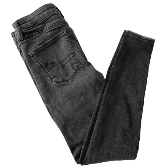 American Eagle Next Level Stretch Black Distressed Jeggings Size 4R (26x27) - Picture 3 of 10